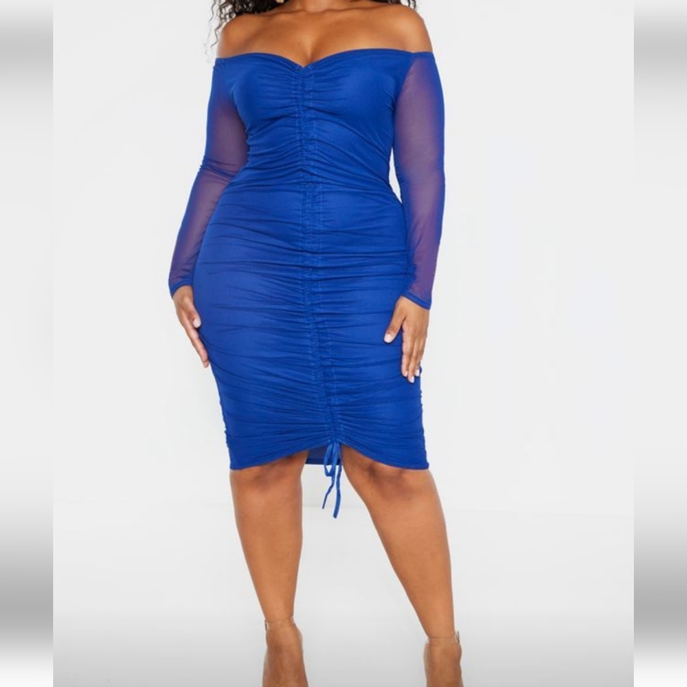 Elegant Blue Off-Shoulder Dress
